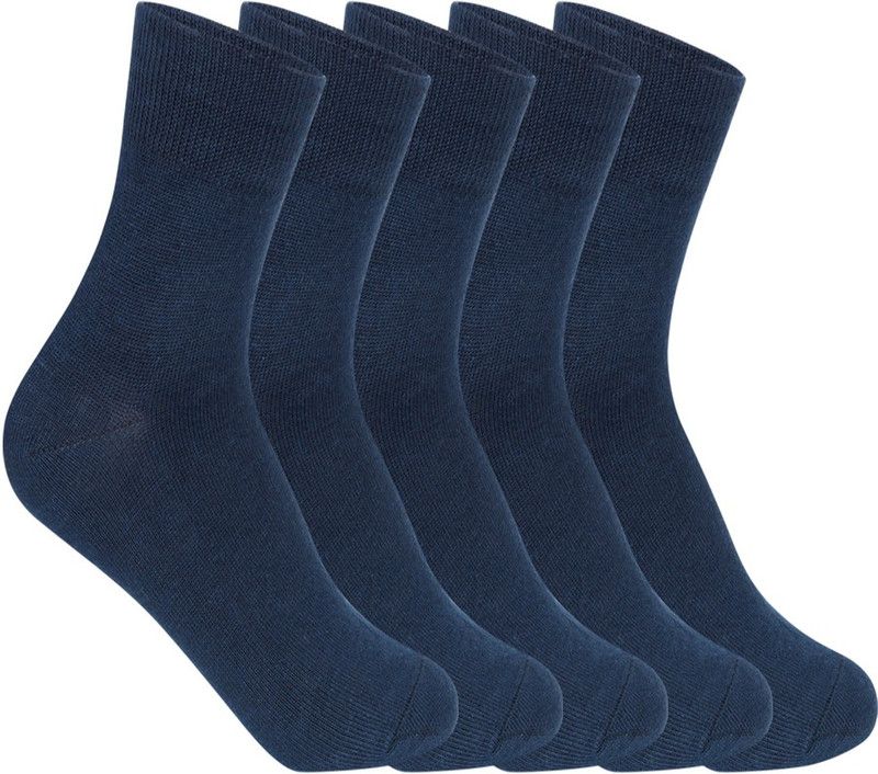 School Socks Boys & Girls Solid Mid-Calf/Crew  (Pack of 5)