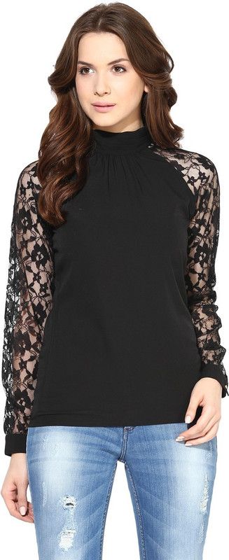 Formal Regular Sleeves Lace Women Black Top
