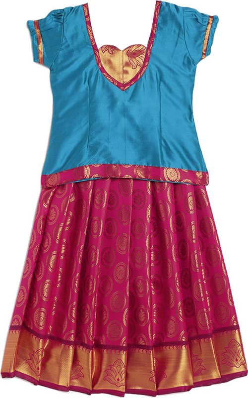 Baby Girls Lehenga Choli Ethnic Wear Embellished, Printed Lehenga Choli  (Blue, Pack of 1)
