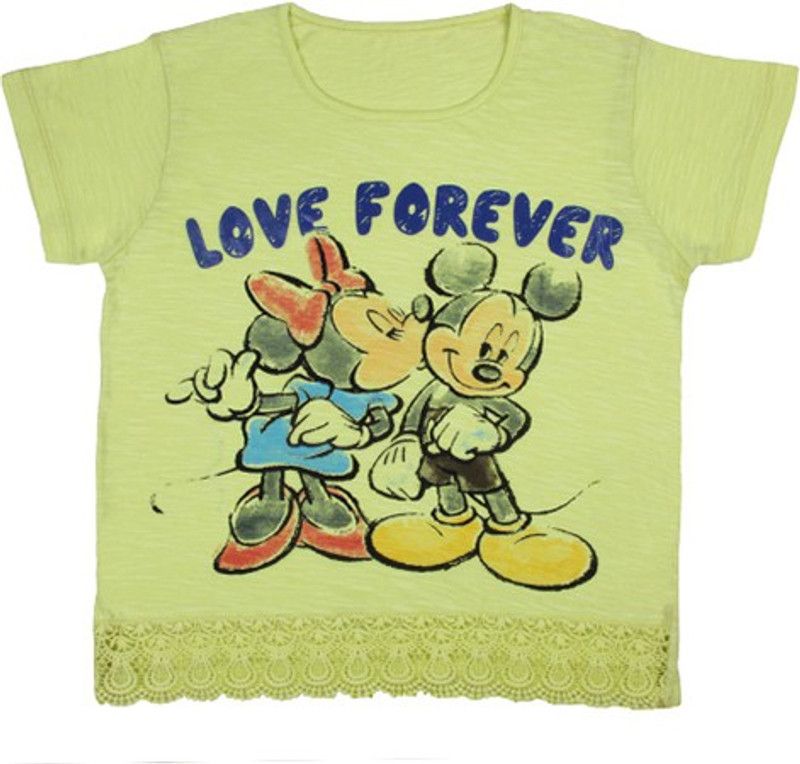 Mickey Casual Cotton Blend Top  (Green, Pack of 1)