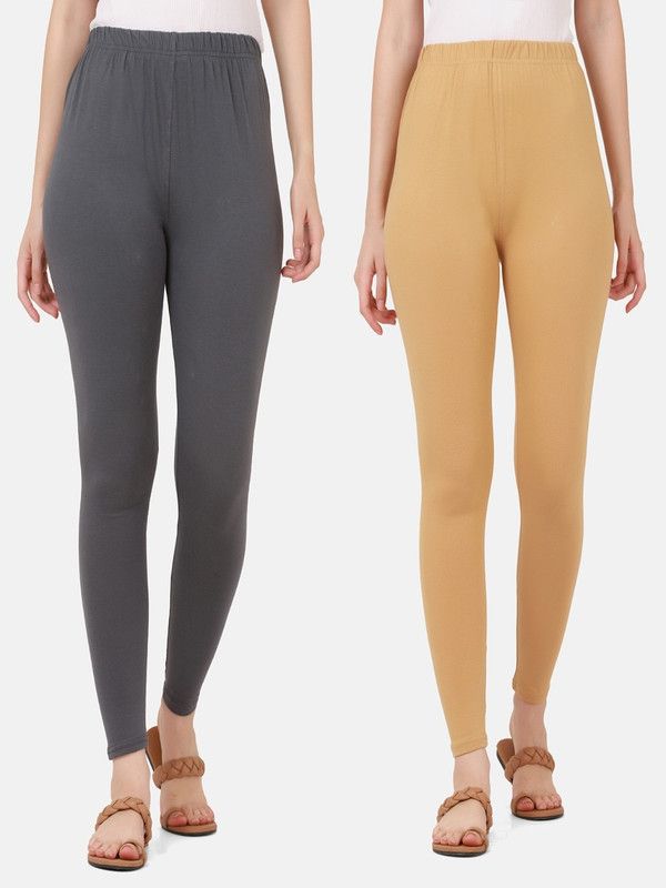 Ankle Length Ethnic Wear Legging  (Grey, Beige, Solid)