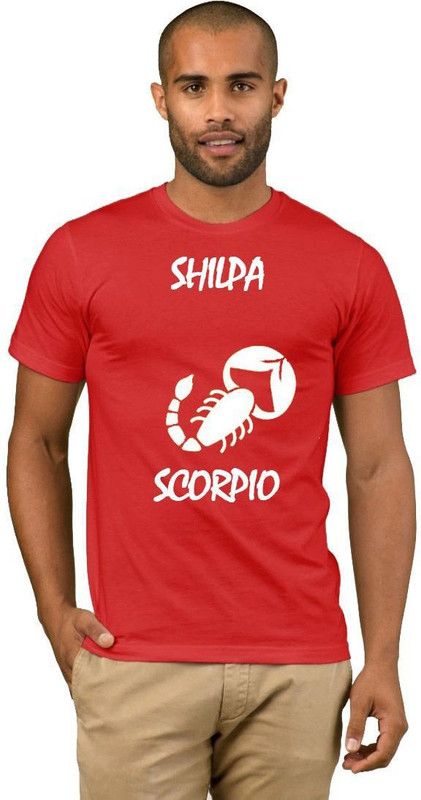 Shilpa Zodiac Scorpio Style Fashion V10 Men Printed Round Neck Cotton Blend Red T-Shirt