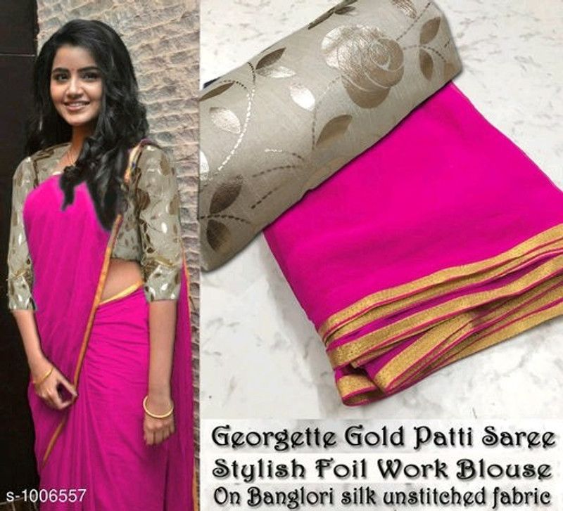 Solid Fashion Art Silk Saree  (Pink, Grey)