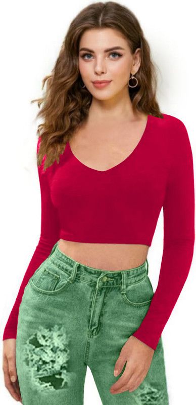 Casual Full Sleeve Solid Women Pink Top
