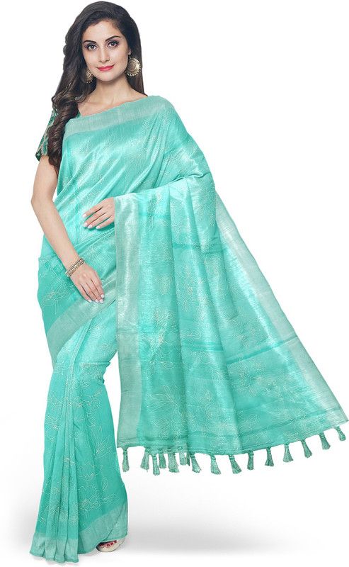 Daily Wear Organza Saree  (Green)