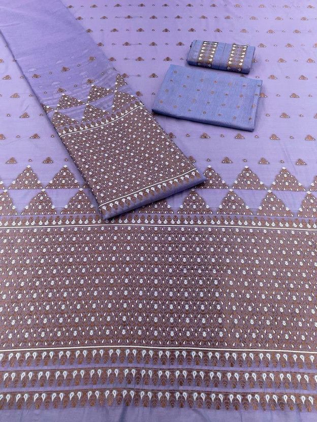 Embellished, Embroidered, Self Design, Temple Border, Woven Mekhela Chador Chanderi, Cotton Silk Saree  (Purple, Gold)