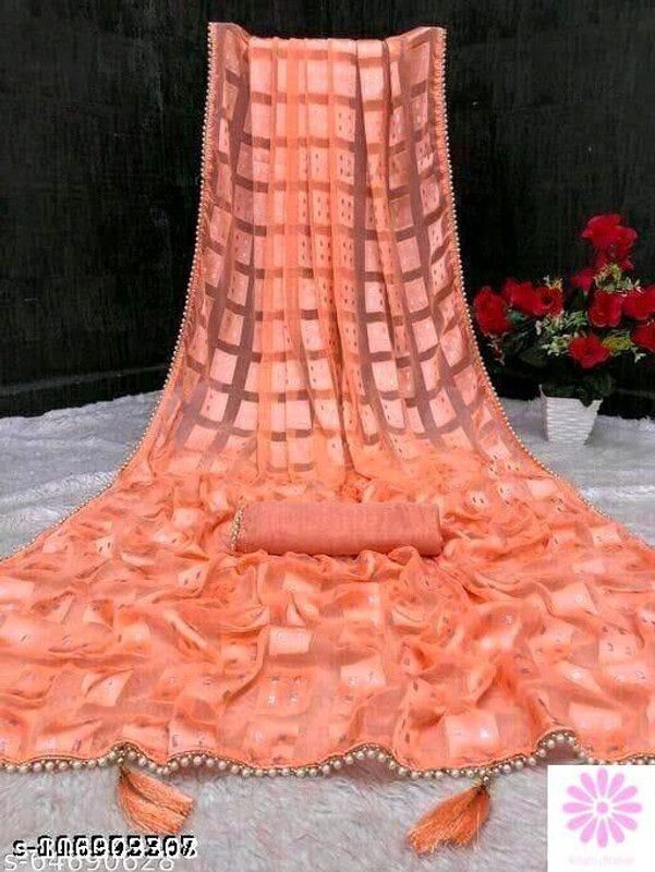 Rajshahi Chiffon Saree  (Pink)