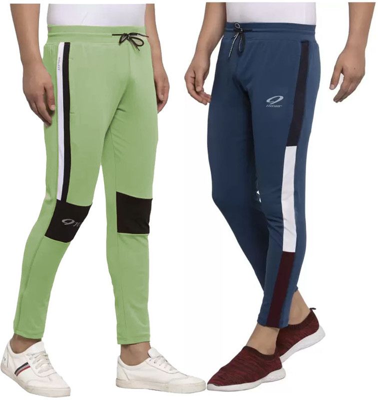 Self Design Men Blue, Light Green Track Pants