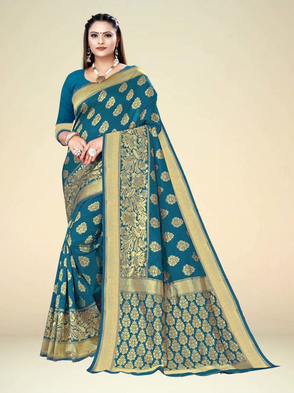 Self Design, Woven Kanjivaram Jacquard, Art Silk Saree  (Light Blue)