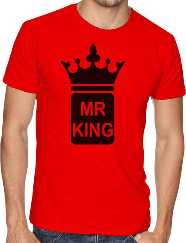 sfvsdgf Men Printed Round Neck Cotton Blend Red T-Shirt