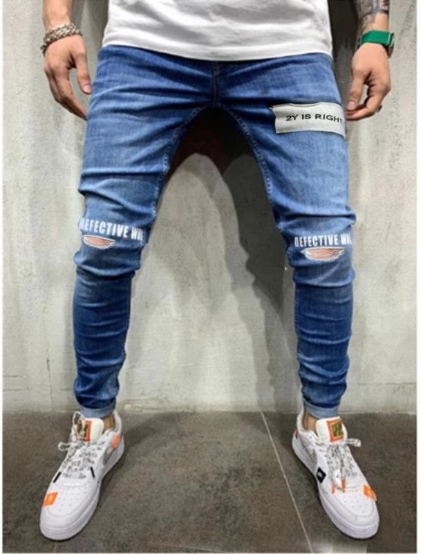 Slim Men White, Blue Jeans