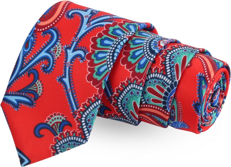 PELUCHE The Foxy Flair Red Colored Microfiber Neck Floral Print Men Tie