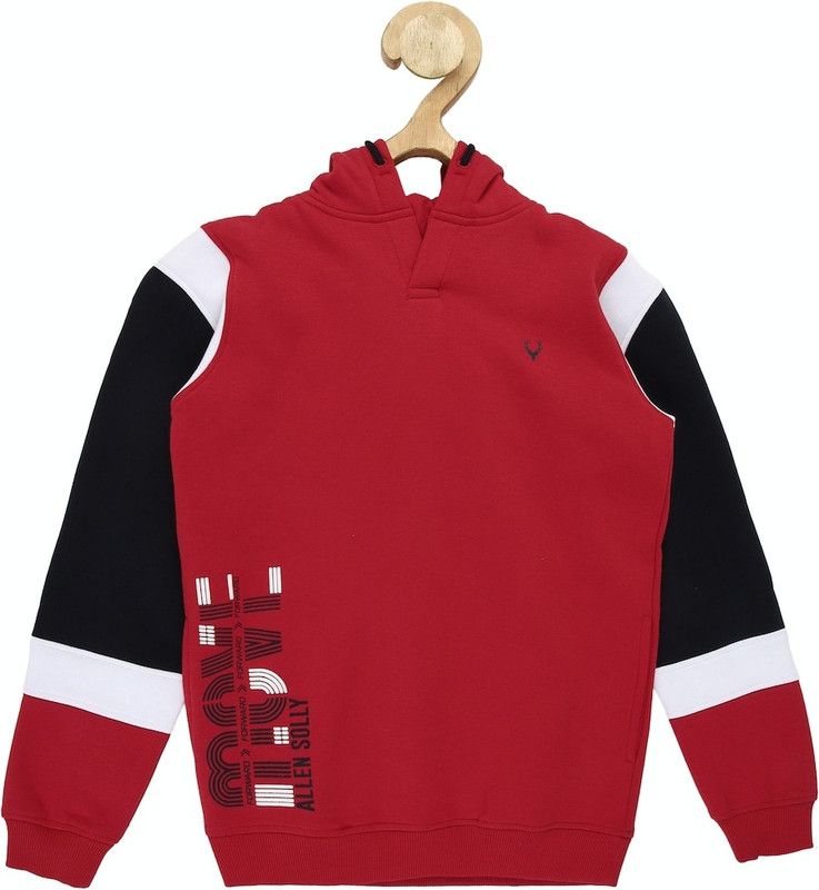 Boys Full Sleeve Color Block Hooded Sweatshirt