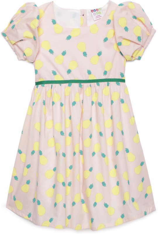 Girls Midi/Knee Length Casual Dress  (Orange, Fashion Sleeve)