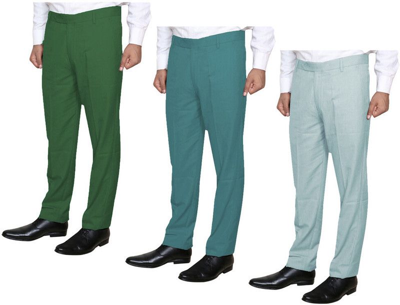 Pack of 3 Men Slim Fit Multicolor Viscose Rayon Trousers