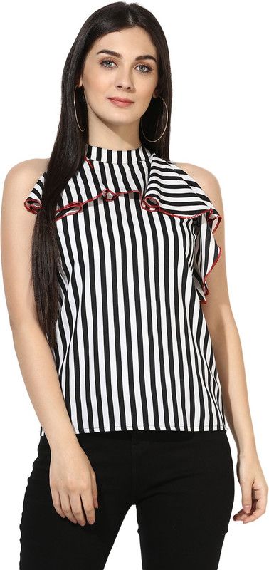 Party Sleeveless Striped Women Multicolor Top