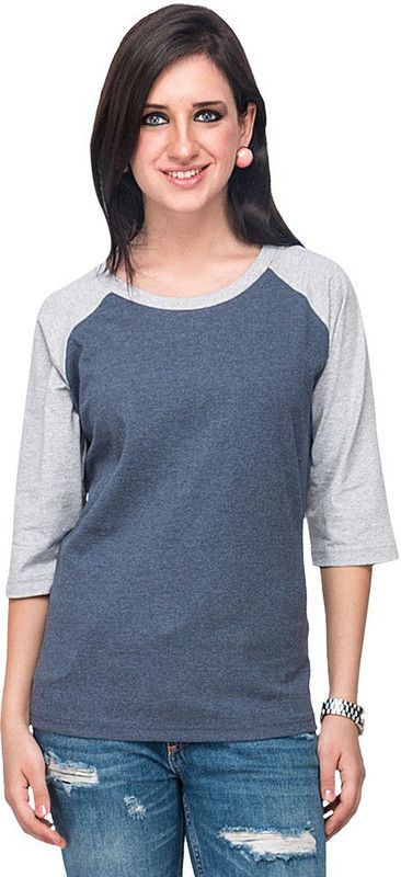 Casual Regular Sleeves Solid Women Dark Blue, Grey Top
