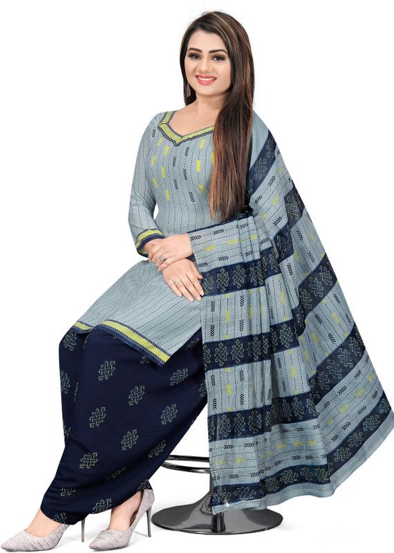 Unstitched Crepe Salwar Suit Material Solid, Checkered, Printed, Striped
