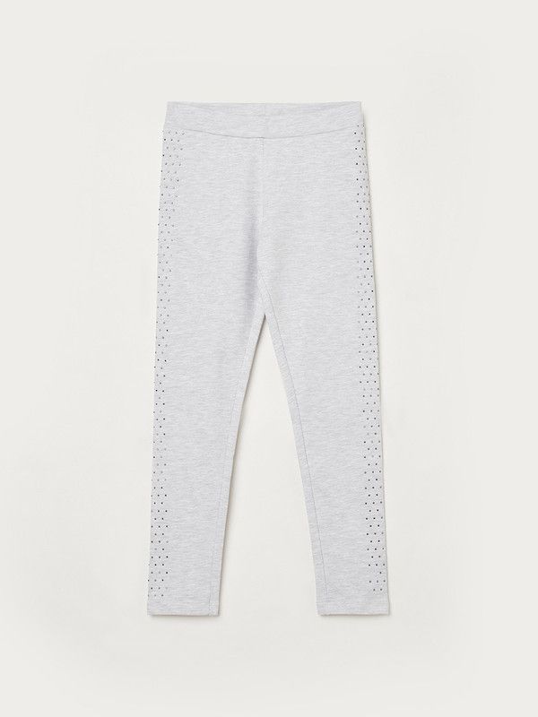 Girls Regular Fit Grey Cotton Blend Trousers