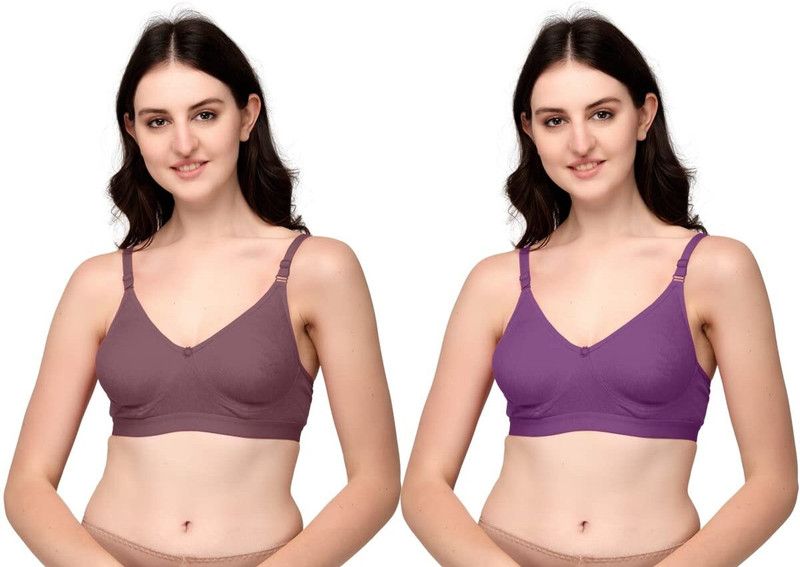 Pack of 2 Women Everyday Non Padded Bra  (Brown, Blue)