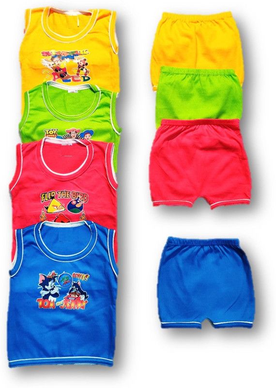 Baby Boys & Baby Girls Tom & Jerry Casual T-shirt Shorts  (Multicolor)