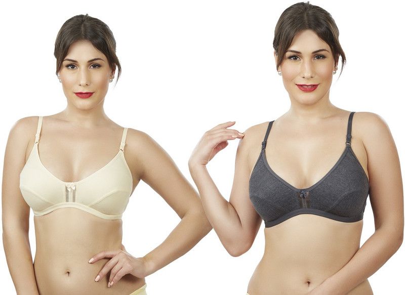Pack of 2 Women Full Coverage Bra  (Gold, Grey)