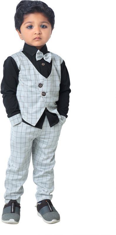 Baby Boys & Baby Girls Party(Festive) Jacket Pant, Waistcoat  (Black)