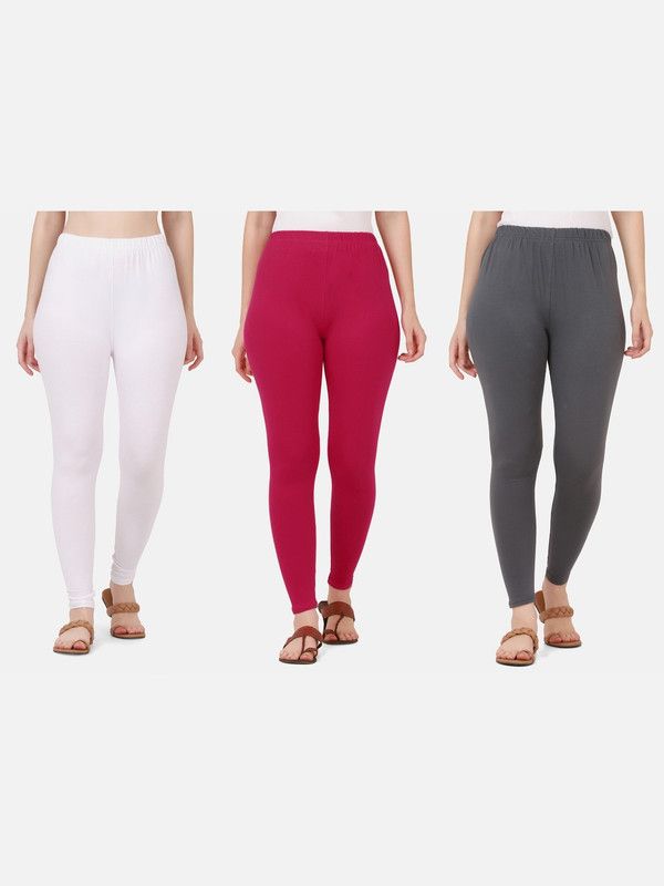 Ankle Length Ethnic Wear Legging  (White, Pink, Grey, Solid)