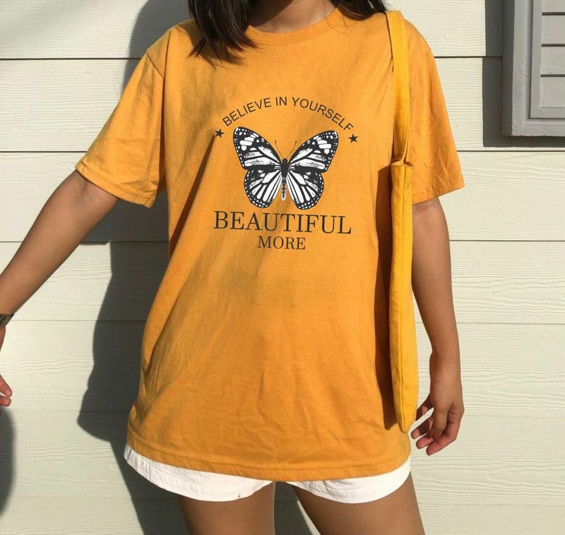 Casual Regular Sleeves Printed, Graphic Print Women Yellow Top