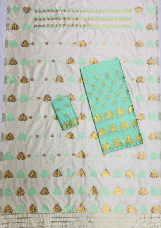 Mekhela Chador Polyester Saree  (Green)