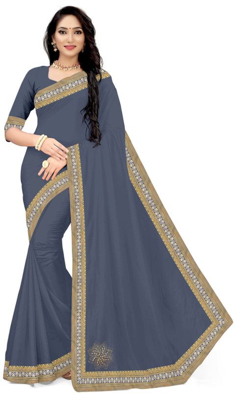 Temple Border Bollywood Cotton Silk Saree  (Grey)