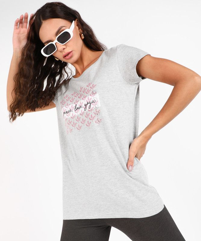 Women Printed Round Neck Pure Cotton Pink T-Shirt