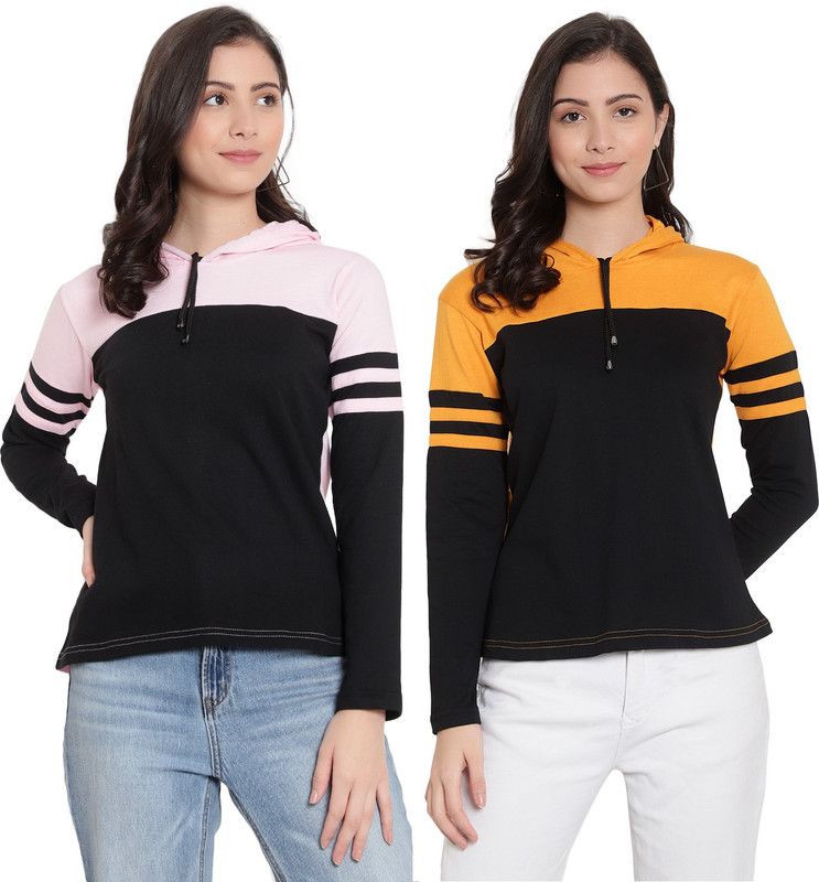 Striped Women Multicolor T-Shirt  (Pack of 2)