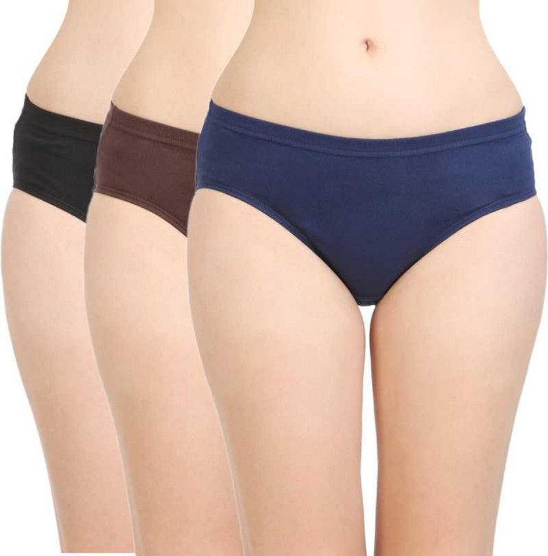 Pack of 3 Women Hipster Blue, Black, Brown Panty