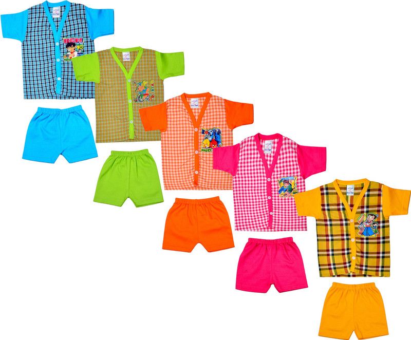 Baby Boys & Baby Girls Chhota Bheem Casual Shirt Trouser  (Multicolor)