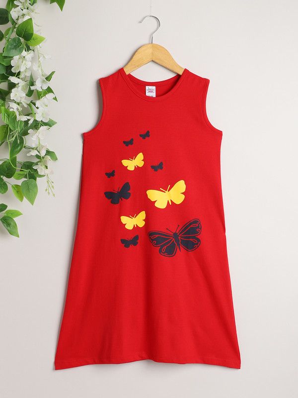 Above Knee Party Dress  (Red, Sleeveless)