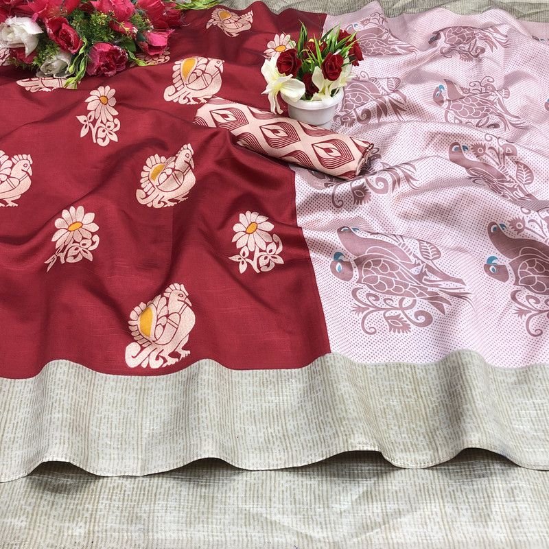 Mysore Art Silk Saree  (Red)