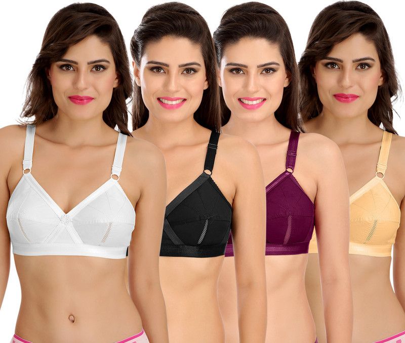 Pack of 4 Women Full Coverage Non Padded Bra  (Multicolor)