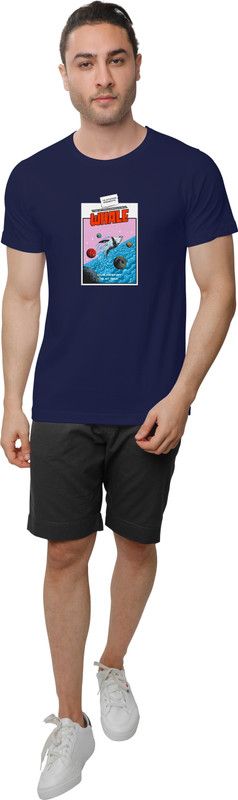 Ruffty Men Graphic Print Round Neck Pure Cotton Dark Blue T-Shirt