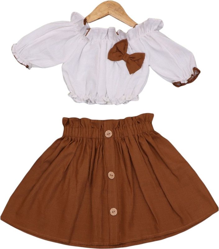 Girls Party(Festive) Top Skirt  (White)