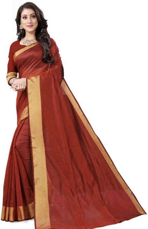 Lugade Art Silk Saree  (Maroon)