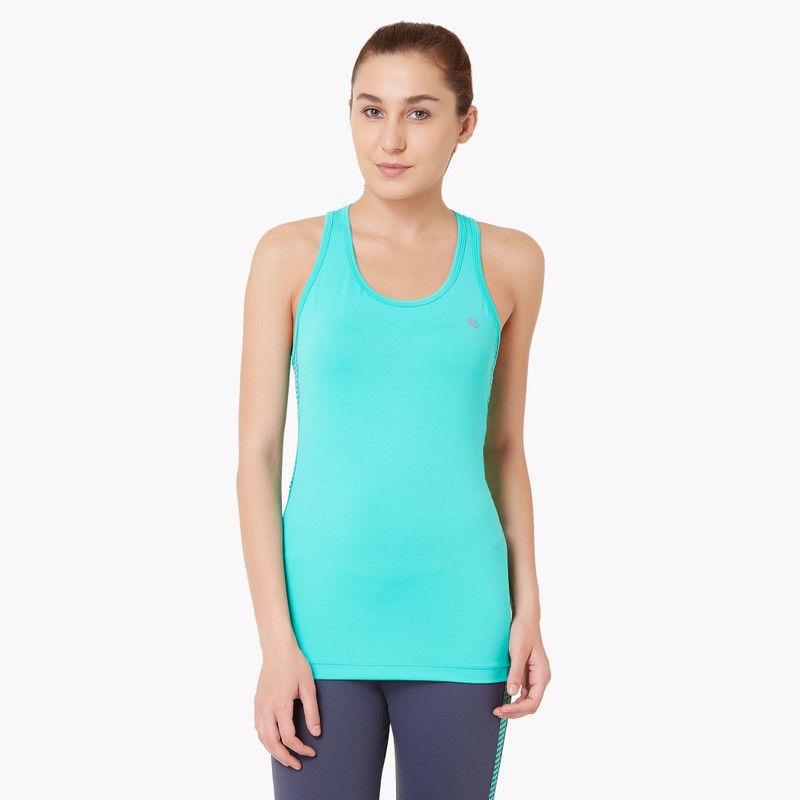 Sports Sleeveless Solid Women Light Green Top
