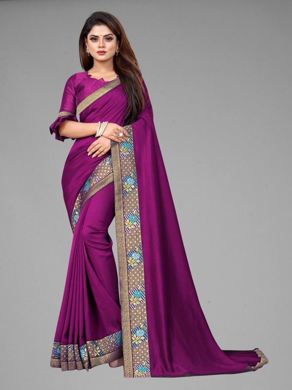 Solid/Plain Bollywood Art Silk, Cotton Silk Saree  (Magenta)