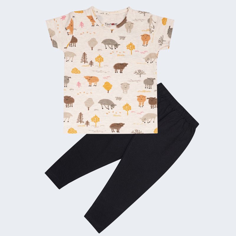 Boys Printed Pure Cotton Kids Nightwear  (White Pack of 1)