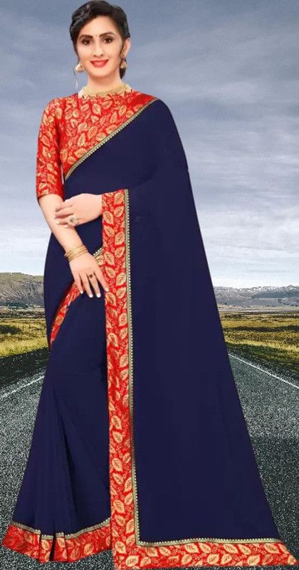 Gadwal Georgette Saree  (Dark Blue)