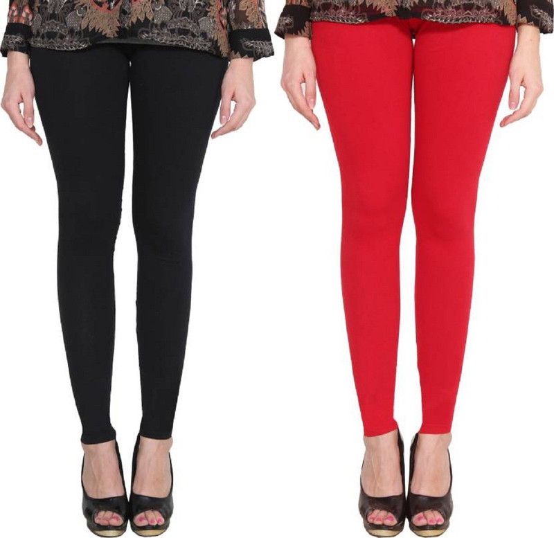 Amitgroup Ankle Length Western Wear Legging  (Red, Black, Solid)