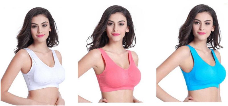 Pack of 3 Women Sports Non Padded Bra  (White, Pink, Blue)