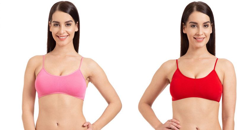 Pack of 2 Women Cage Bra Lightly Padded Bra  (Pink, Red)