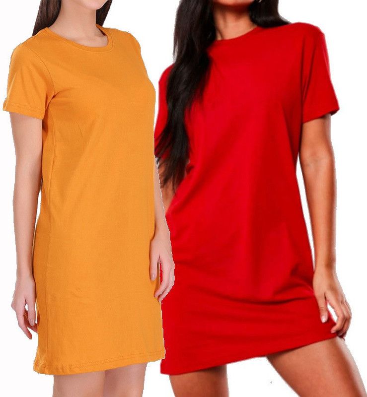 Women T Shirt Red, Yellow Dress