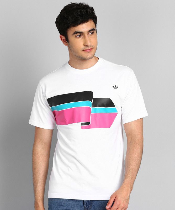 RIPPLE TEE Men Printed Round Neck Cotton Blend White T-Shirt